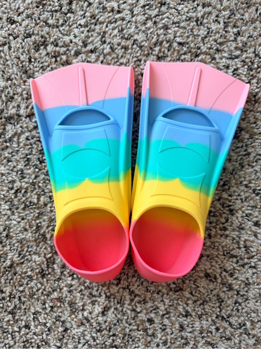 Amazon Kids Rainbow Silicone Swim Fins - Pink, Blue, Green, Yellow